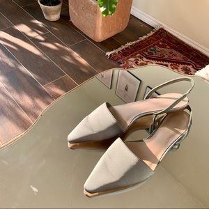 Silk satin slingback mules